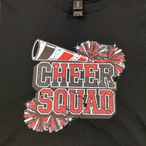 Kids Gildan Black Cheer Squad Tee with Red and White Accents